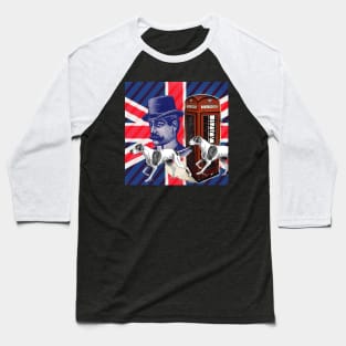 1980s dark academia vintage mustache men british hunt dog Union jack Baseball T-Shirt